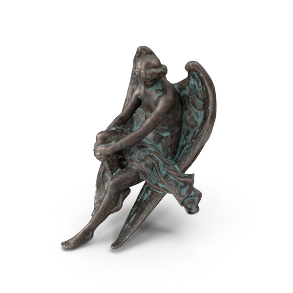 Statuette: Sitting Angel Bronze Outdoor PNG & PSD Images