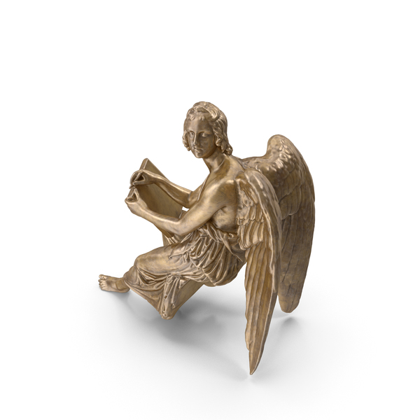 Statuette: Sitting Angel Bronze PNG & PSD Images