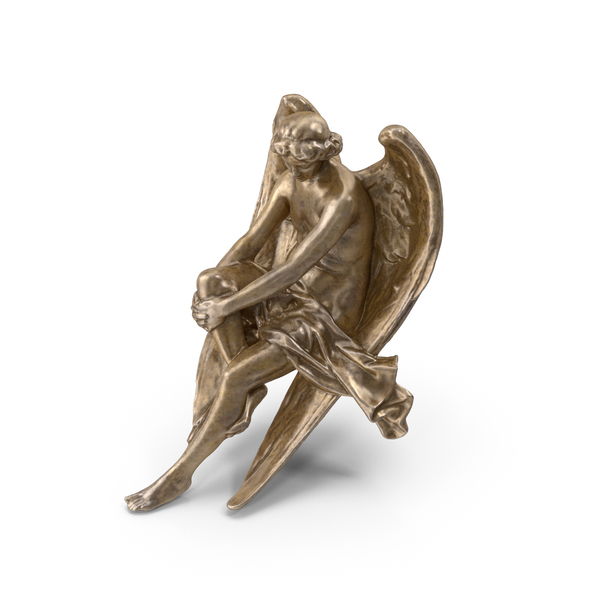 Statuette: Sitting Angel Bronze PNG & PSD Images