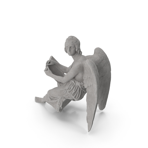 Statuette: Sitting Angel Stone PNG & PSD Images