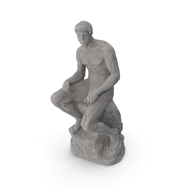 Statue: Sitting Man Stone Sculpture PNG & PSD Images