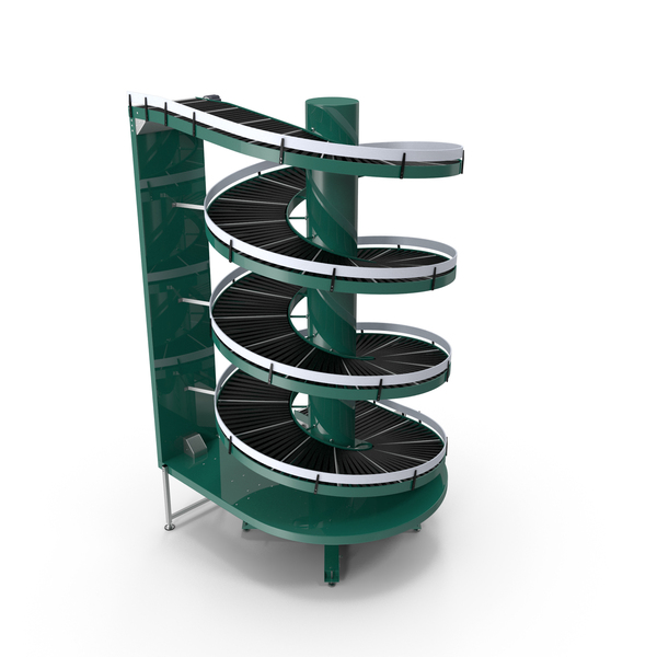 Chute: Slat Chain Spiral Conveyor Green PNG & PSD Images