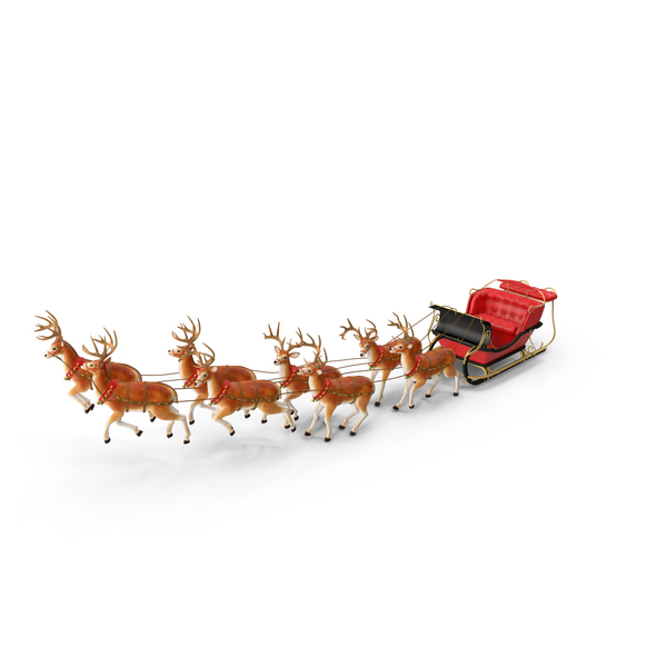 Christmas: Sleigh with Reindeer PNG & PSD Images
