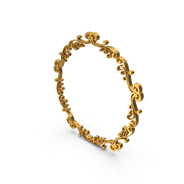 General Decor: Small Gold Round Border Frame PNG & PSD Images