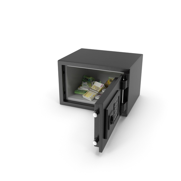 Small Safe with Euro Stacks PNG & PSD Images Small Safe with Euro Stacks PNG & PSD Images
