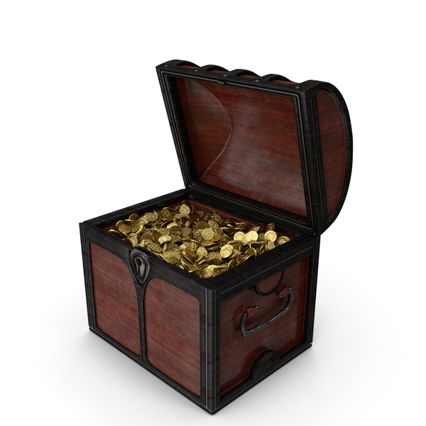 Treasure: Small Wooden Chest with Gold Coins PNG & PSD Images