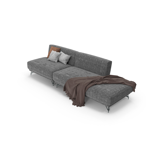 Loveseat: Sofa With Cushions And Blanket PNG & PSD Images