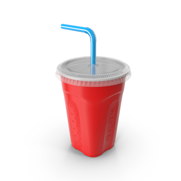 Food: Solo Squared Plastic Cup with Lid and Straw Red PNG & PSD Images