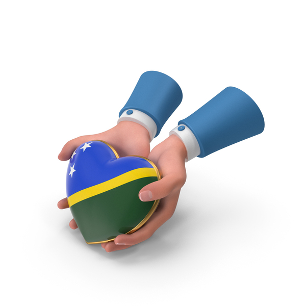 Solomon Country Heart Flag Hold In Hands PNG & PSD Images