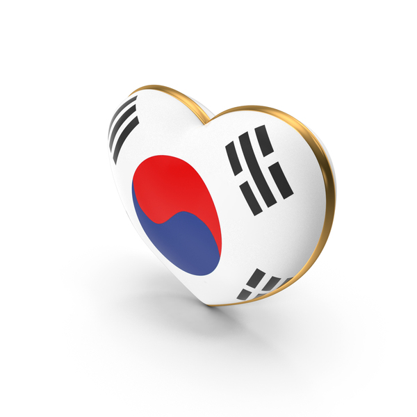 South Korea Country Heart Flag Dual Shade Metallic Solid PNG & PSD Images