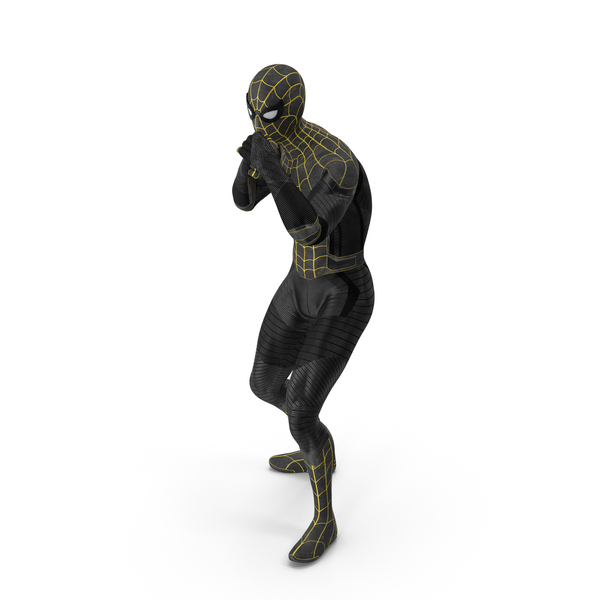Movie And Television: Spiderman Black Suit Fighting Pose PNG & PSD Images