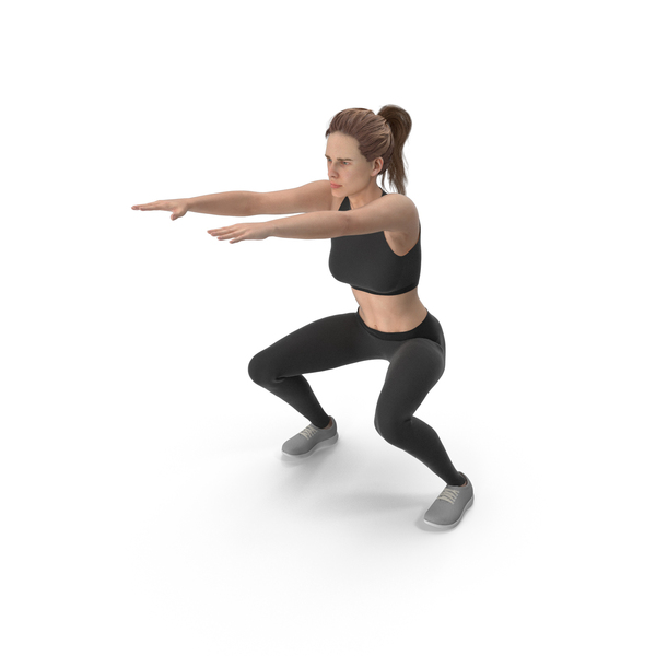 Sport Woman Squatting PNG & PSD Images
