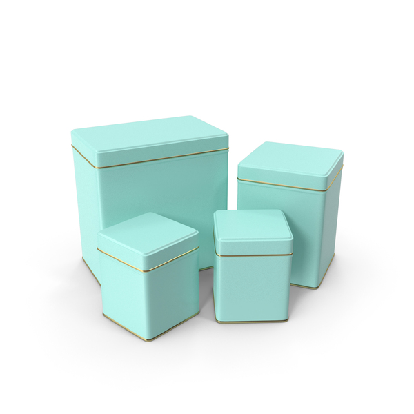 Jar: Square Azure Aluminium Jars PNG & PSD Images