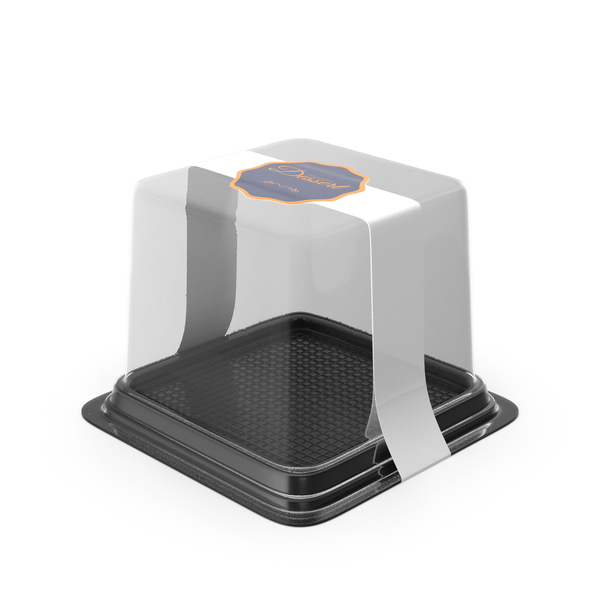Food Container: Square Black Plastic Box For Cake Slice PNG & PSD Images