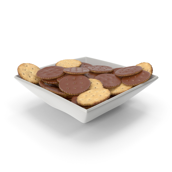 Cracker: Square Bowl with Chocolate Covered Circular Crackers PNG & PSD Images Cracker: Square Bowl with Chocolate Covered Circular Crackers PNG & PSD Images
