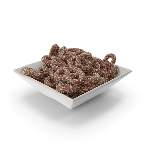 Pretzel: Square Bowl with Chocolate Covered Pretzels with Sesame PNG & PSD Images Pretzel: Square Bowl with Chocolate Covered Pretzels with Sesame PNG & PSD Images
