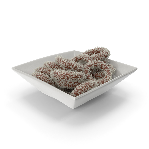 Pretzel: Square Bowl with Chocolate Covered Rings with Coconut PNG & PSD Images Pretzel: Square Bowl with Chocolate Covered Rings with Coconut PNG & PSD Images
