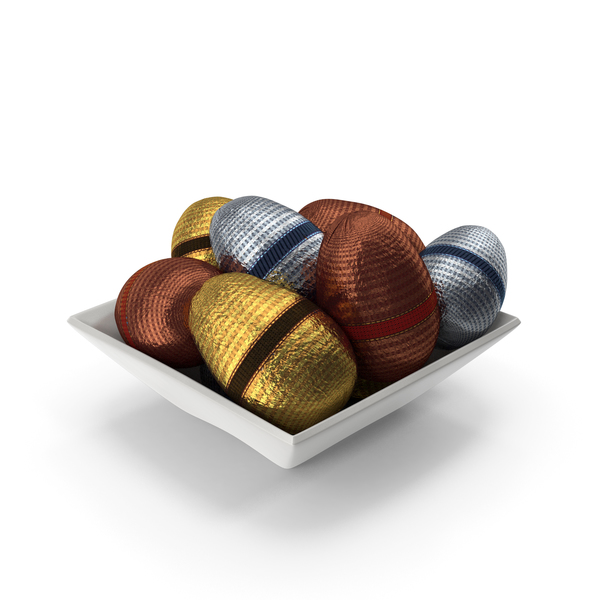 Candy: Square Bowl with Fancy Wrapped Chocolate Easter Eggs PNG & PSD Images Candy: Square Bowl with Fancy Wrapped Chocolate Easter Eggs PNG & PSD Images