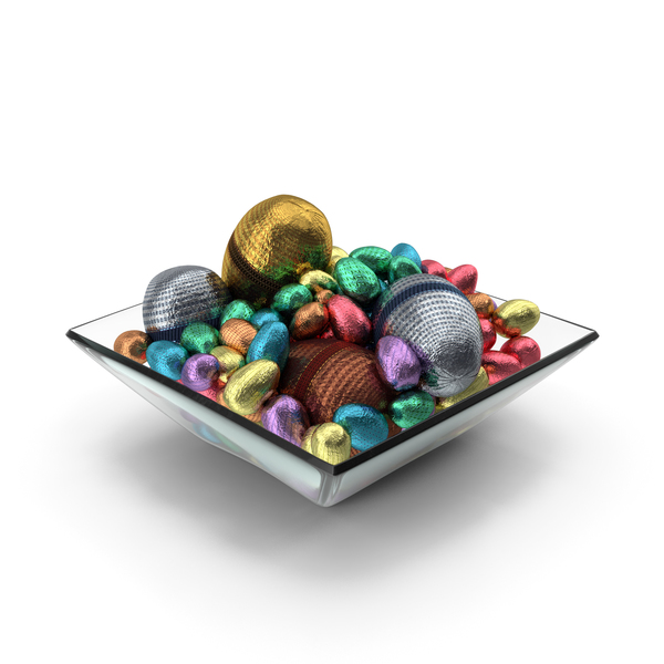 Candy: Square Bowl with Mixed Wrapped Chocolate Easter Eggs PNG & PSD Images Candy: Square Bowl with Mixed Wrapped Chocolate Easter Eggs PNG & PSD Images