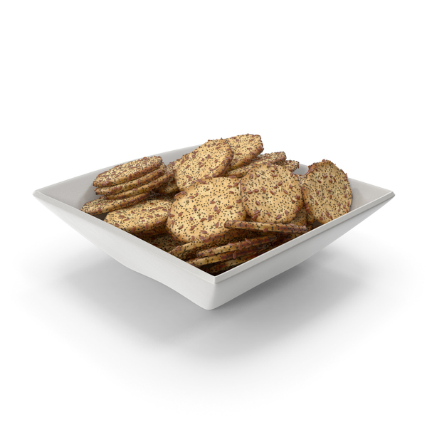 Cracker: Square Bowl with Octagon Crackers with Flax and Poppy Seeds PNG & PSD Images Cracker: Square Bowl with Octagon Crackers with Flax and Poppy Seeds PNG & PSD Images