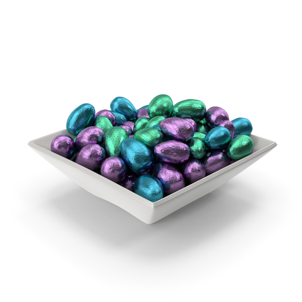 Candy: Square Bowl with Small Wrapped Chocolate Easter Eggs PNG & PSD Images Candy: Square Bowl with Small Wrapped Chocolate Easter Eggs PNG & PSD Images