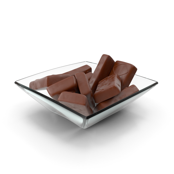 Square Bowl with Sponge Cakes in Crisp Chocolate Cover PNG & PSD Images