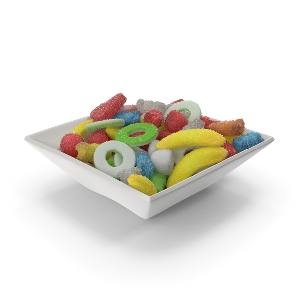 Bear: Square Bowl with Sugar Coated Gummy Candy PNG & PSD Images Bear: Square Bowl with Sugar Coated Gummy Candy PNG & PSD Images
