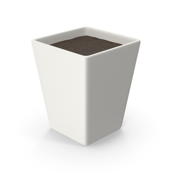 Flower: Square Pot With Soil PNG & PSD Images