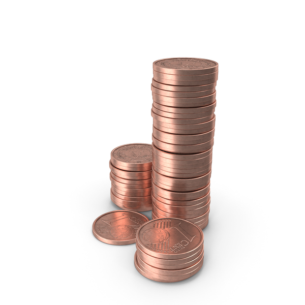 1 Coin: Stack of One Euro Cent PNG & PSD Images