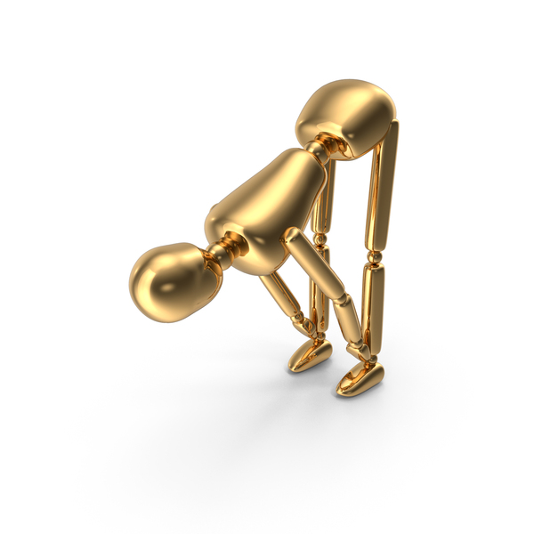 Standing Half Forward Bend Pose Stickman Gold PNG & PSD Images