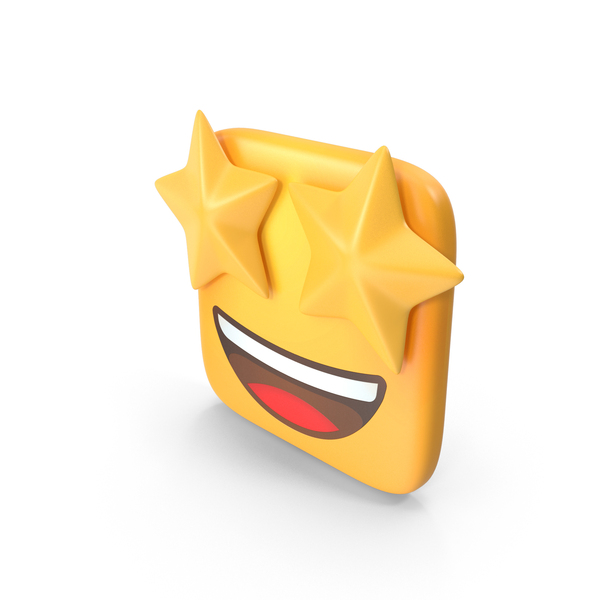 Facial Expression: Star Struck Square Emoji PNG & PSD Images