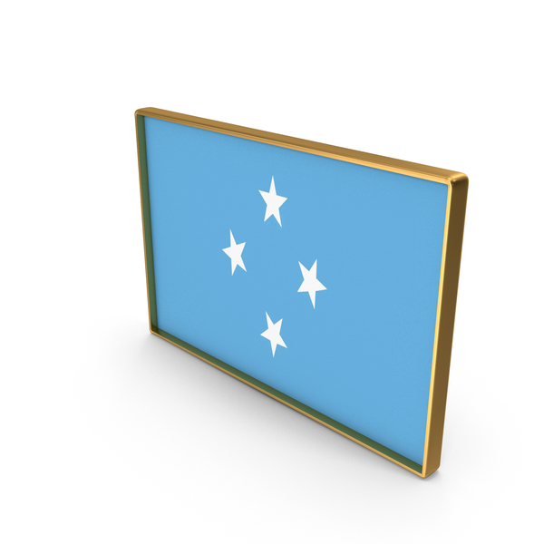 States of Micronesia Country Flag In Rectangle Golden Frame PNG & PSD Images
