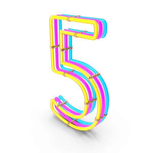 Steampunk Neon Number 5 PNG & PSD Images