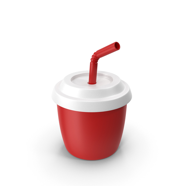 Stylized Plastic Cup Red With Tube PNG & PSD Images