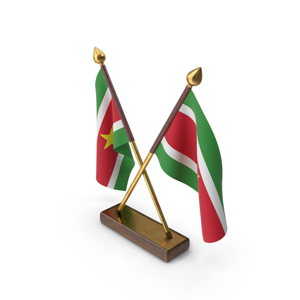 Flag: Suriname Cloth Two Flags Stand PNG & PSD Images