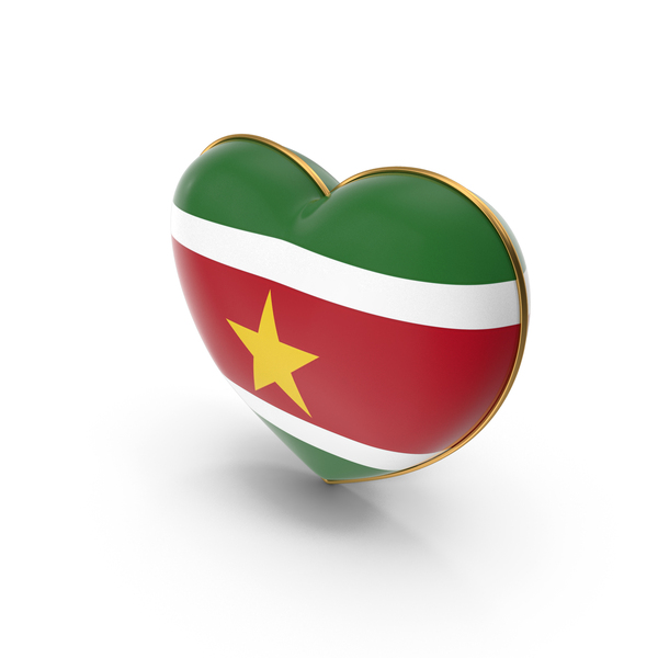 Suriname Country Flag In Heart Golden Frame PNG & PSD Images
