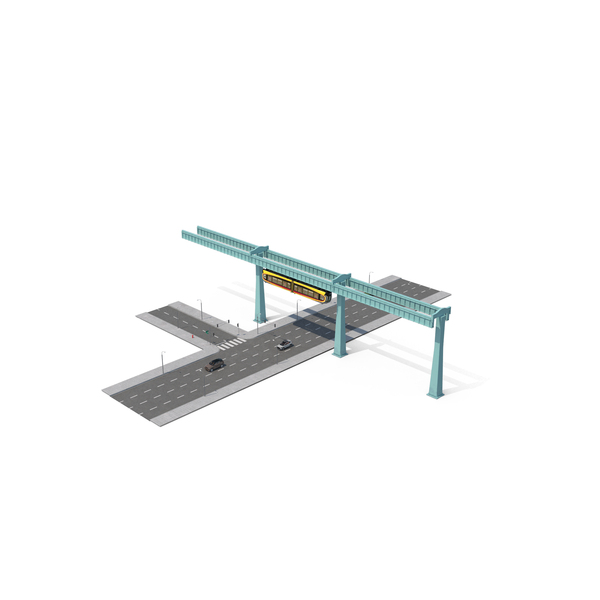 Roadway: Suspended Monorail Over Urban Road with Cars PNG & PSD Images Roadway: Suspended Monorail Over Urban Road with Cars PNG & PSD Images