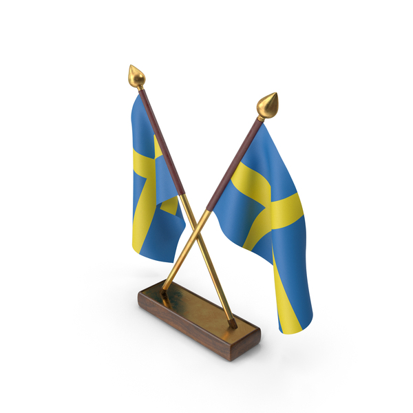 Flag: Sweden Cloth Two Flags Stand PNG & PSD Images