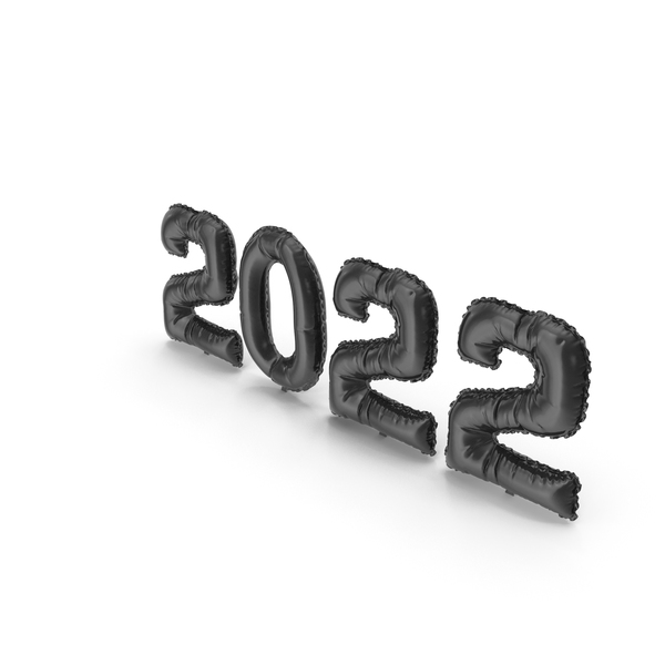 New Year's Letters: Symbol 2022 with Black Balloons Letter PNG & PSD Images