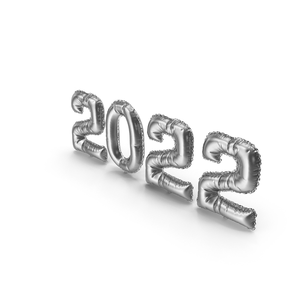 New Year's Letters: Symbol 2022 with Silver Balloons Letter PNG & PSD Images