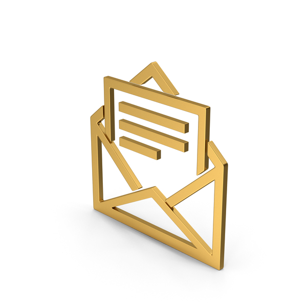 Computer Icon: Symbol Letter With Paper Gold PNG & PSD Images