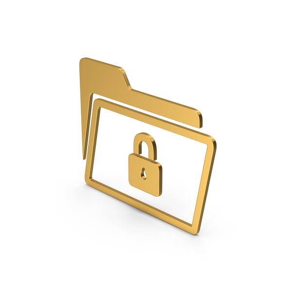 Symbols: Symbol Locked File Folder Gold PNG & PSD Images