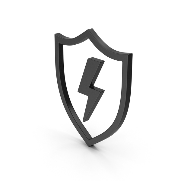 Symbol Shield And Lighting Black PNG & PSD Images