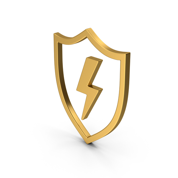 Symbol Shield And Lighting Gold PNG & PSD Images