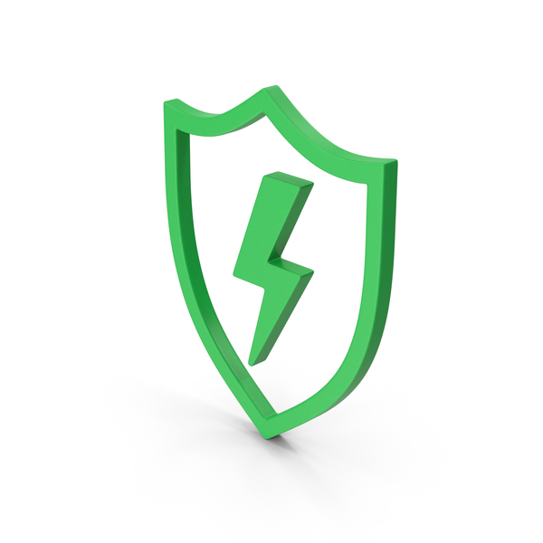 Symbol Shield And Lighting Green PNG & PSD Images