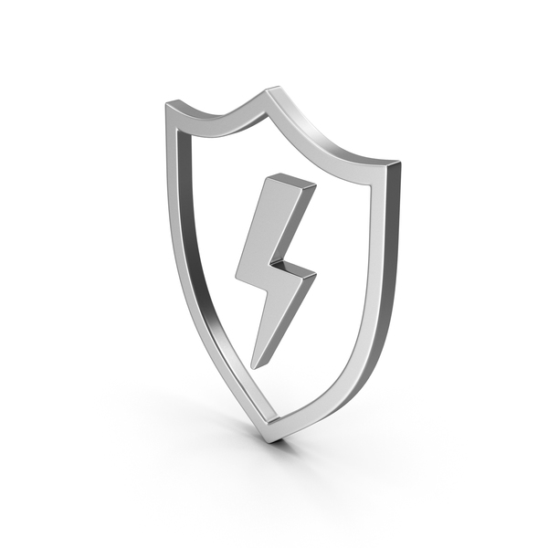 Symbol Shield And Lighting Silver PNG & PSD Images
