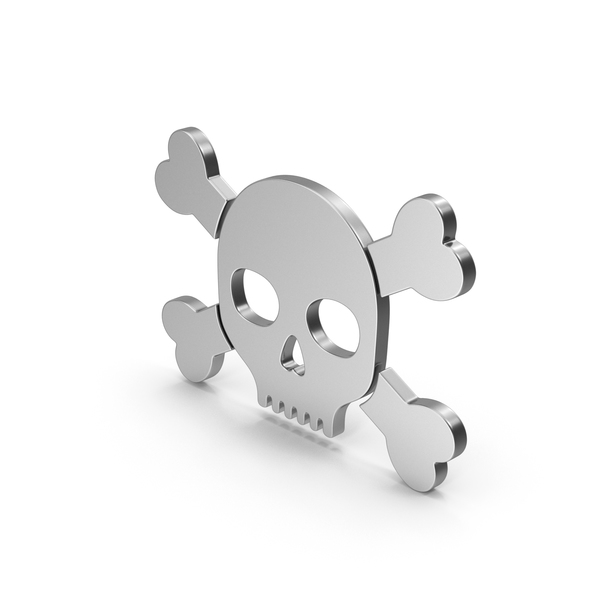 Computer Icon: Symbol Skull With Crossed Bones Silver PNG & PSD Images