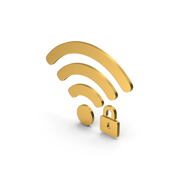 Wi Fi: Symbol WIFI With Password Gold PNG & PSD Images