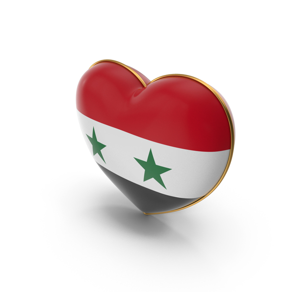 Syria Country Flag In Heart Golden Frame PNG & PSD Images
