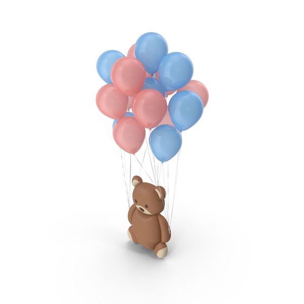 Holiday Accessories: Teddy Bear With Balloons PNG & PSD Images